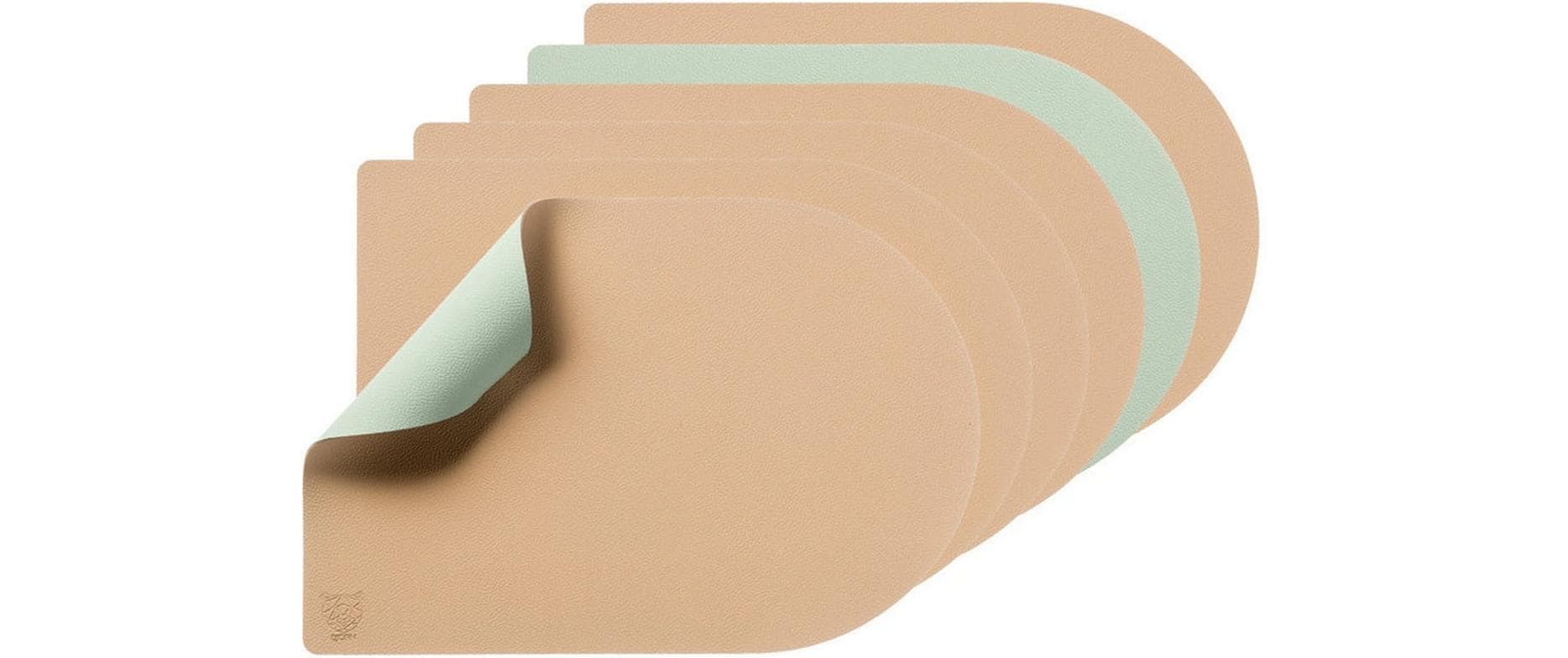 Björn Tischset – 30×44,5 cm, 6er-Set, Recyceltes Leder/PVC, Rosa/Grün, Arcus