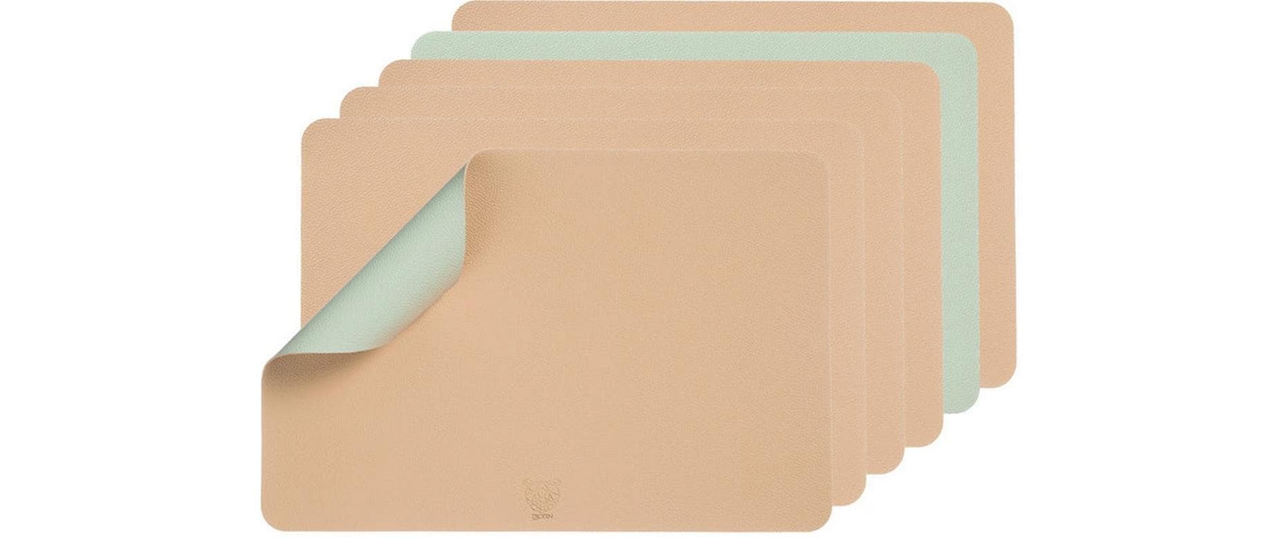 Björn Tischset – 30×44,5 cm, 6er-Set, Leder/Naturkautschuk/PVC, Grün/Rosa