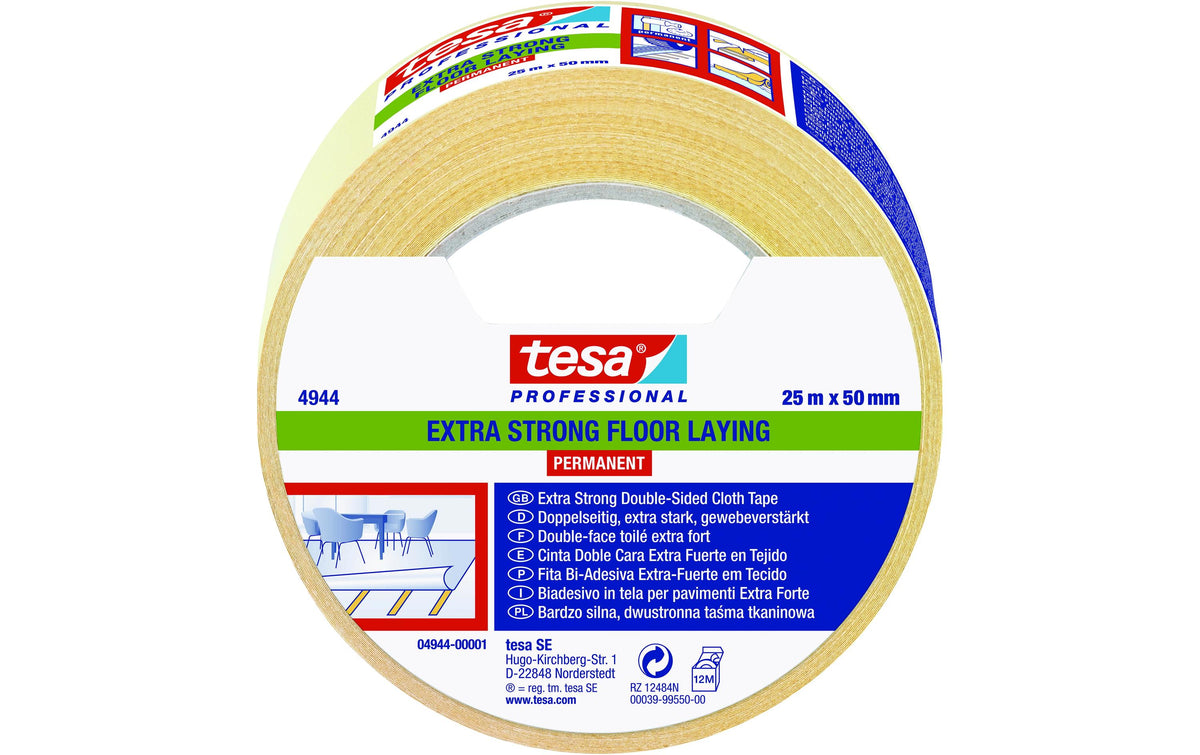 TESA Montageband extra stark – 50 × 25 m, Weiss