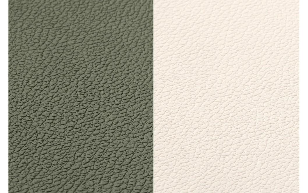 Björn Untersetzer – 6er Set, Ø 10 cm, Leder (recycelt)/Gummi, Creme/Grün