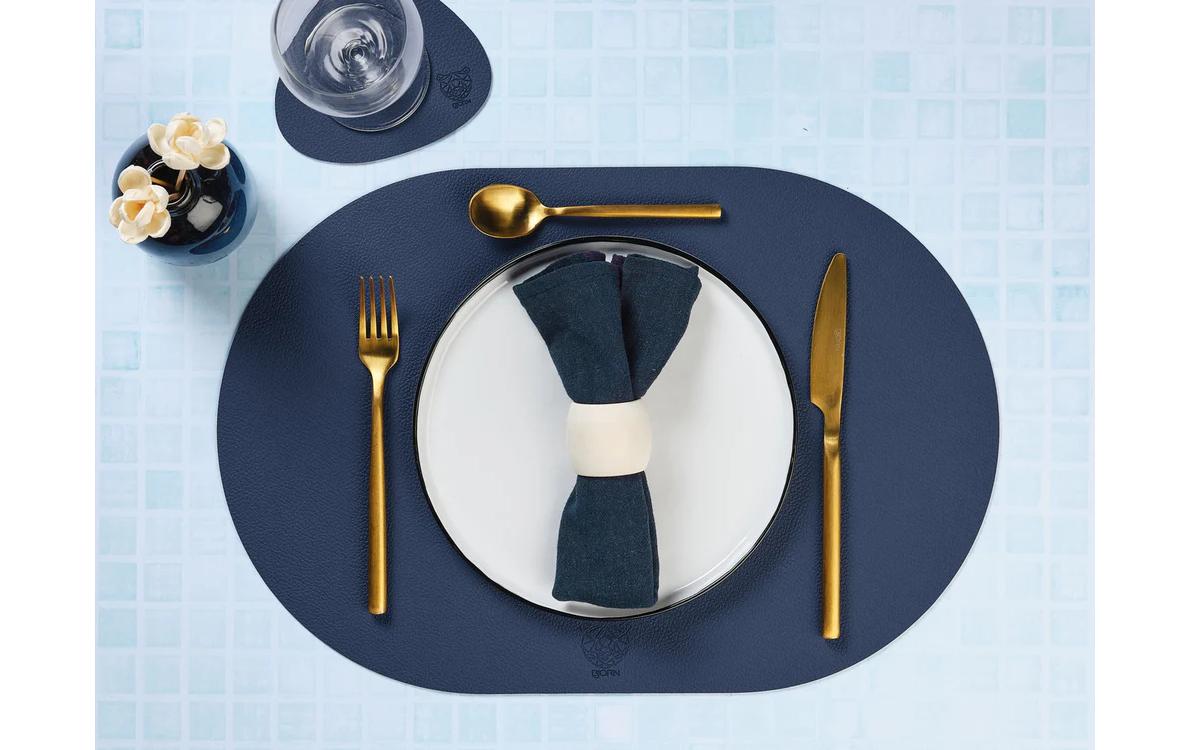 Björn Tischset – 30×44,5 cm, 6er-Set, Recyceltes Leder, Blau/Grau