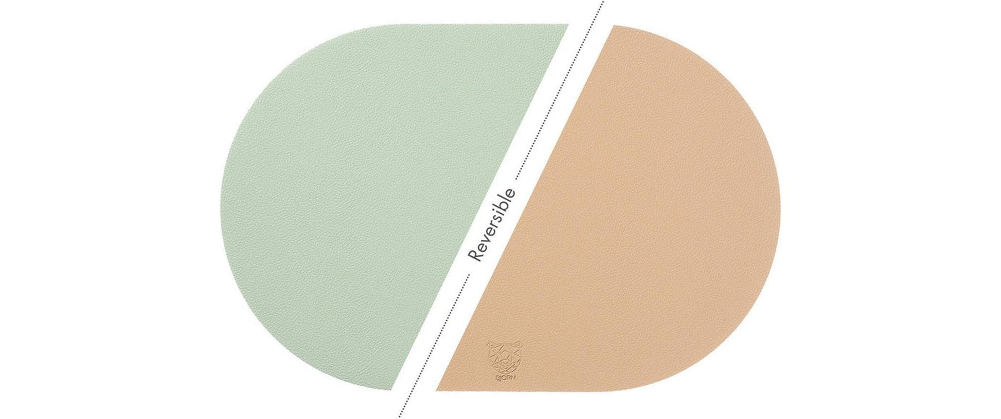 Björn Tischset – oval, recyceltes Leder, rosa/grün, 44,5 × 30 cm – 6er-Set