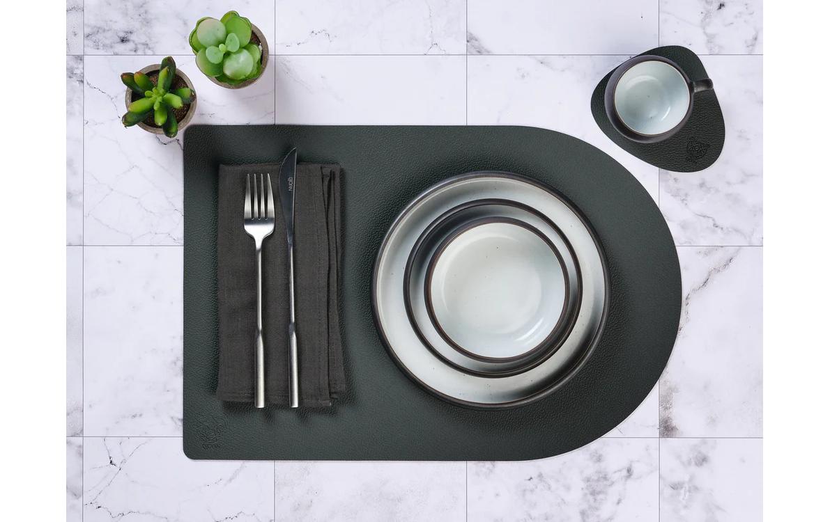 Björn Tischset – 30×44,5 cm, 6er-Set, Leder/Naturkautschuk/PVC, Blau/Grau