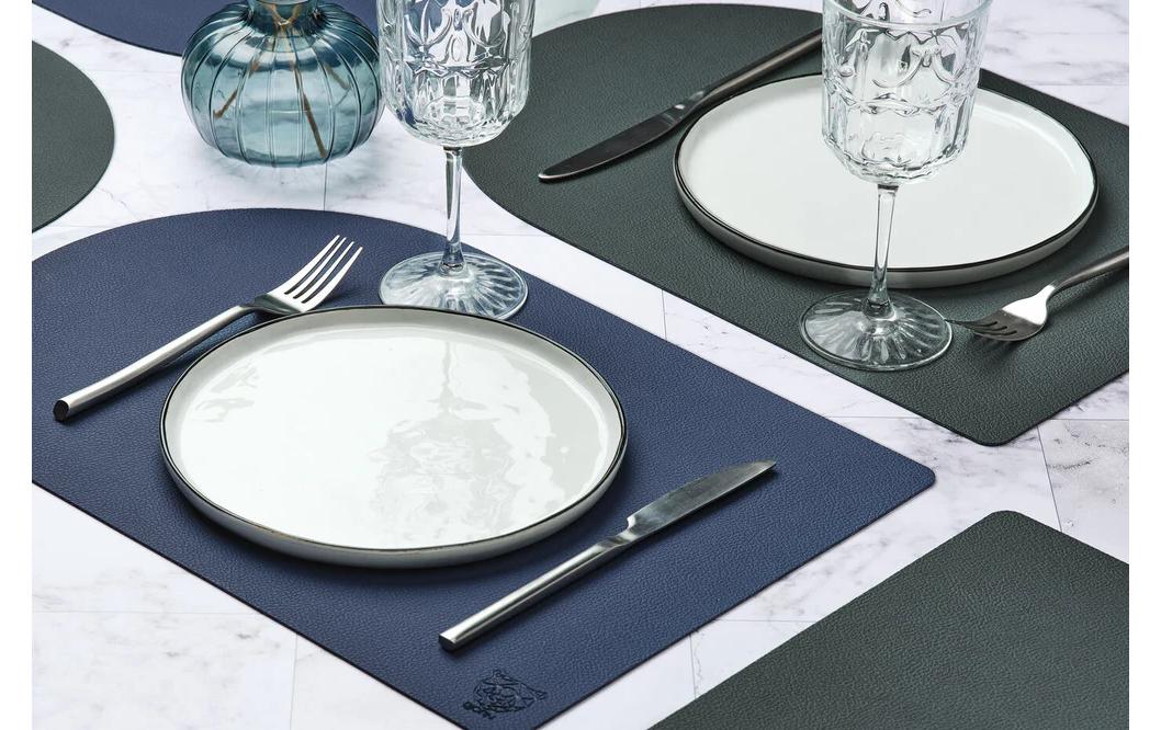 Björn Tischset – 30×44,5 cm, 6er-Set, Leder/Naturkautschuk/PVC, Blau/Grau