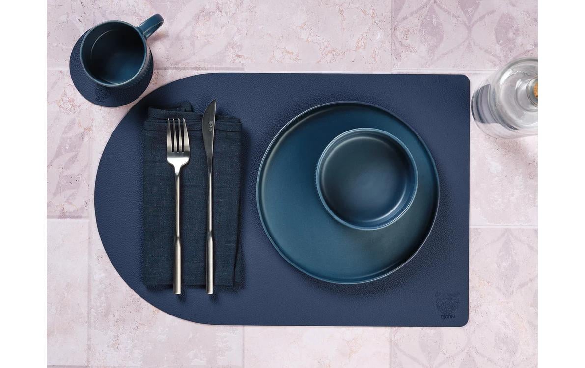 Björn Tischset – 30×44,5 cm, 6er-Set, Leder/Naturkautschuk/PVC, Blau/Grau