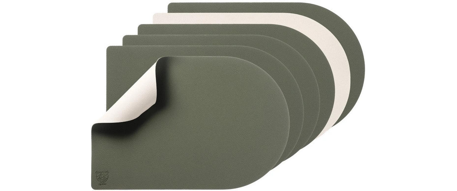 Björn Tischset – 30×44,5 cm, 6er-Set, Recyceltes Leder/PVC, Creme/Grün