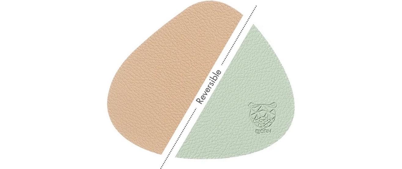 Björn Untersetzer Stone – 6er Set, Ø 10 cm, Leder/Naturkautschuk, Grün/Rosa, für Gläser