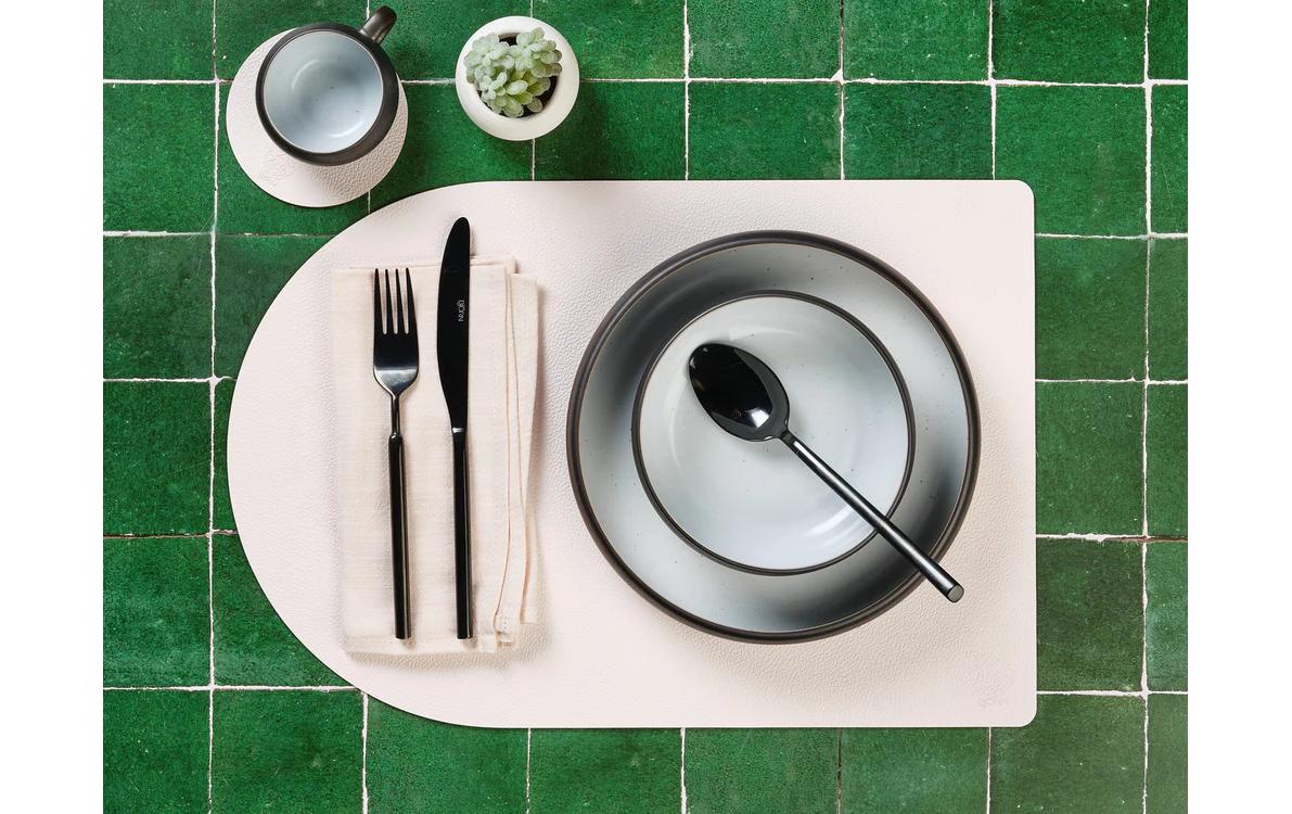 Björn Untersetzer – 6er Set, Ø 10 cm, Recyceltes Leder/Naturkautschuk, Creme/Grün, wendbar, für Gläser