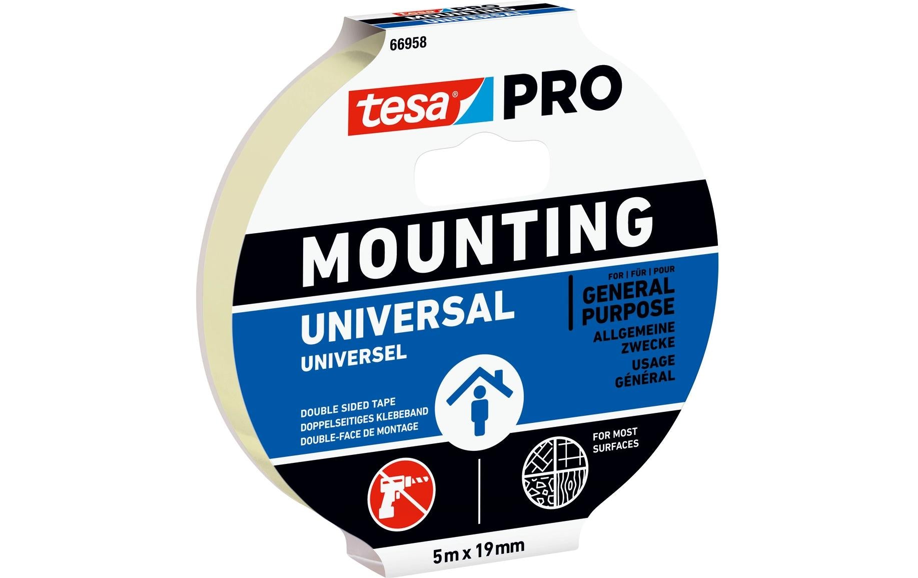 TESA Montageband – 19 mm × 5 m, weiss