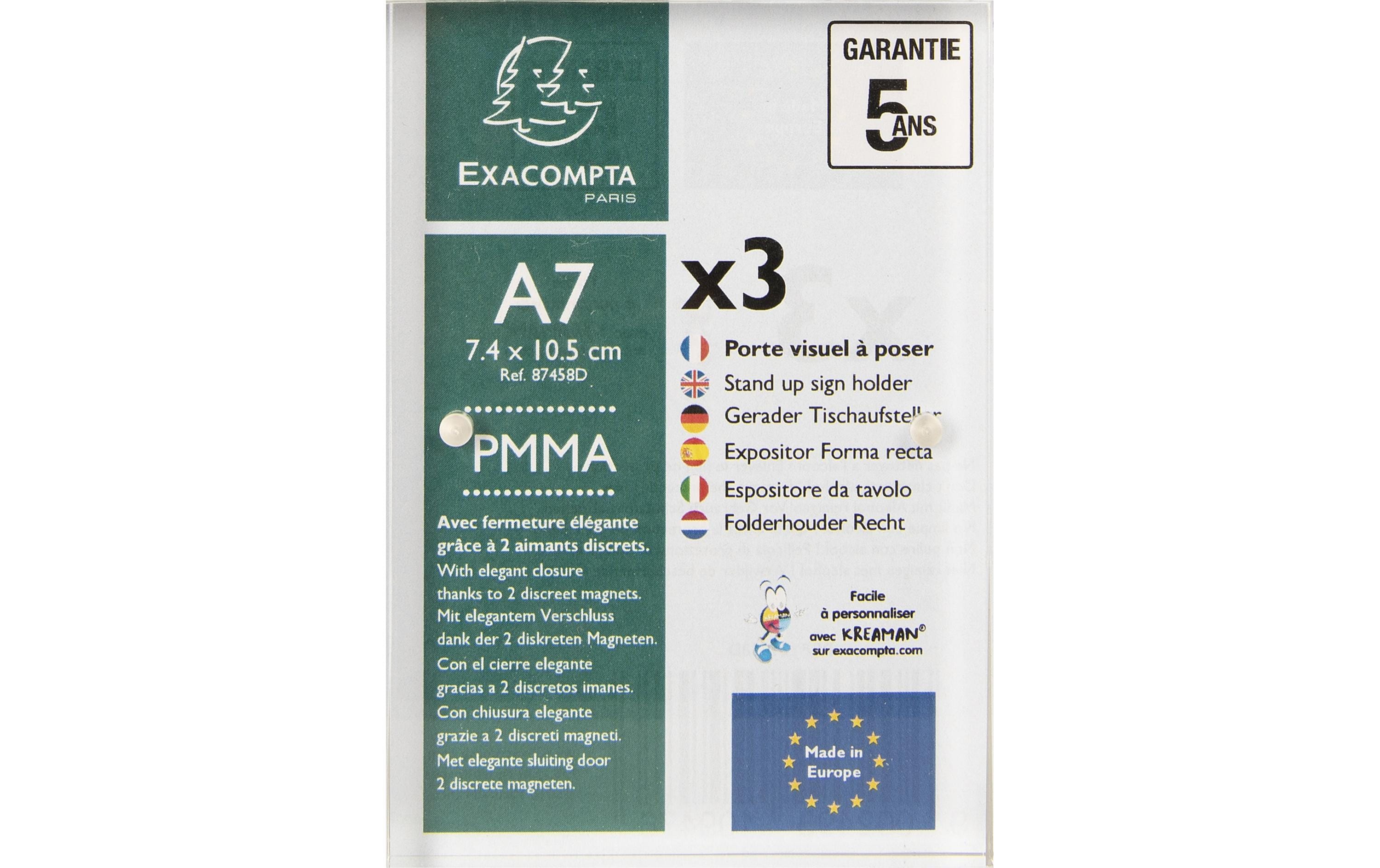 Exacompta Tischaufsteller – für A7 – magnetisch – transparent – Acryl