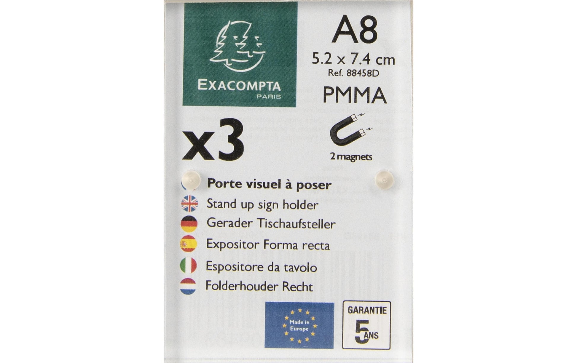 Exacompta Tischaufsteller – für A8 – magnetisch – transparent – Acryl