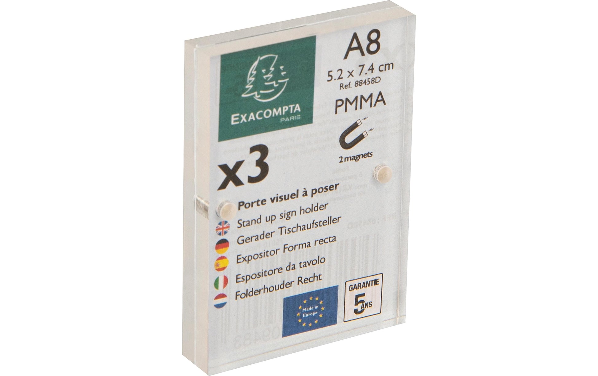 Exacompta Tischaufsteller – für A8 – magnetisch – transparent – Acryl