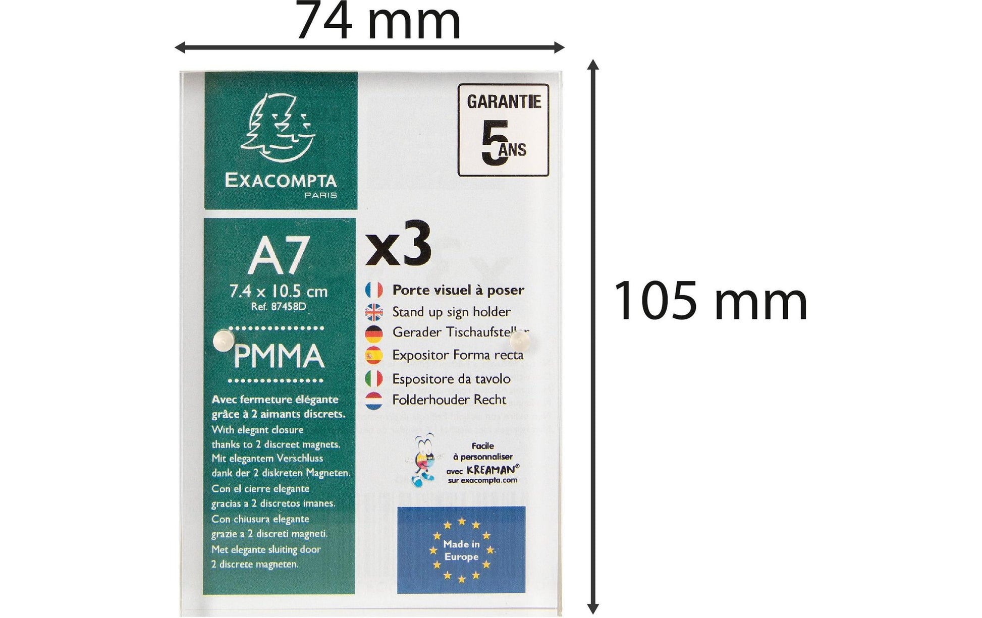 Exacompta Tischaufsteller – für A7 – magnetisch – transparent – Acryl