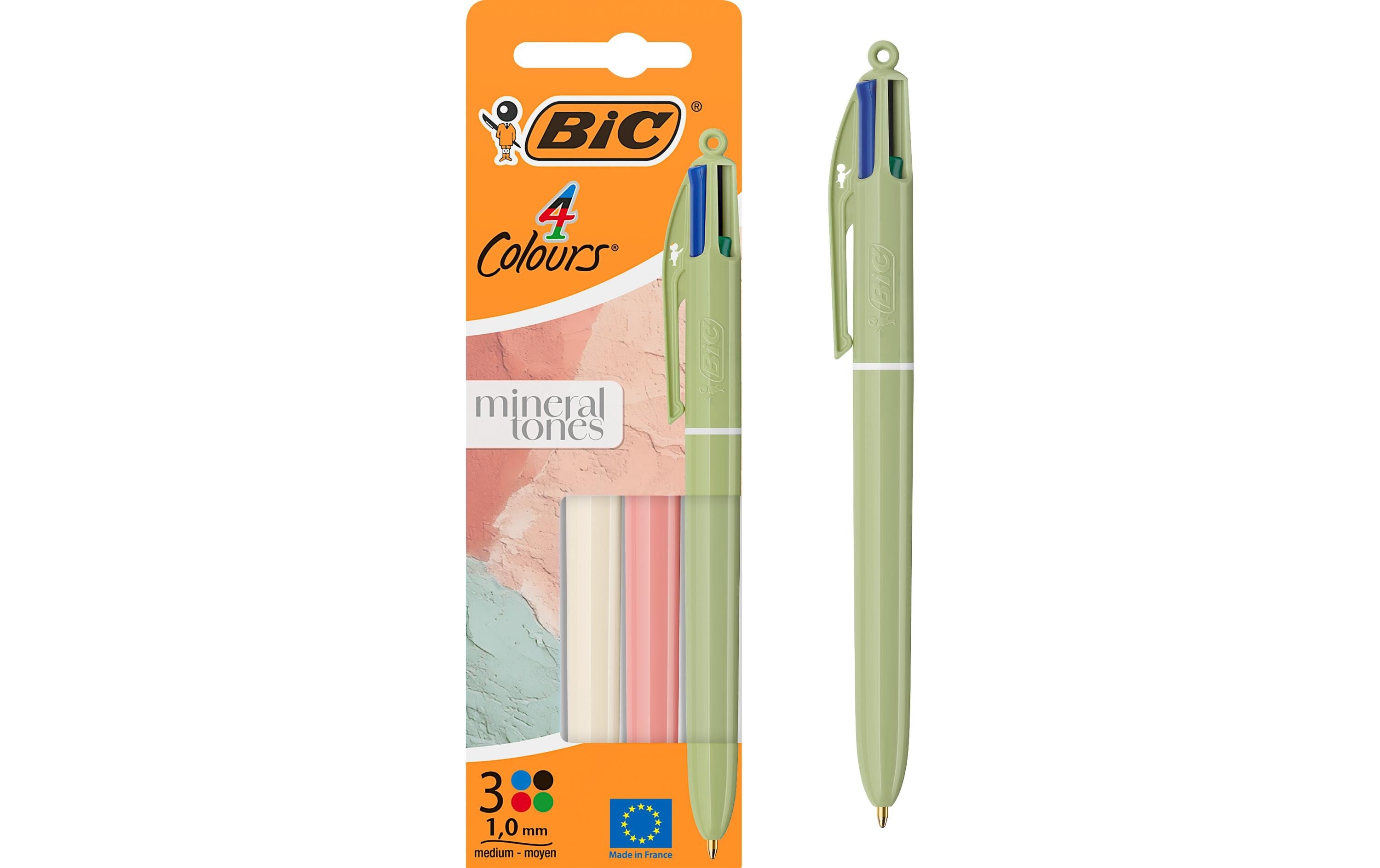 BIC 4 Colours Mineral Tones Kugelschreiber – 3er Set, 4 Farben, Spitze 1,0 mm, nachfüllbar