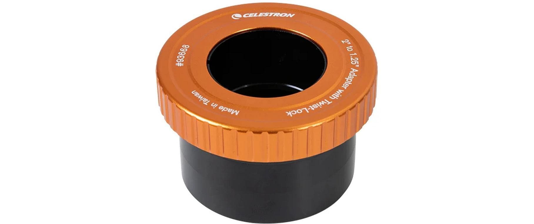Celestron Adapter 1,25" auf 2" – Twist-Lock – für 1,25" Okulare – Aluminium, Orange/Schwarz