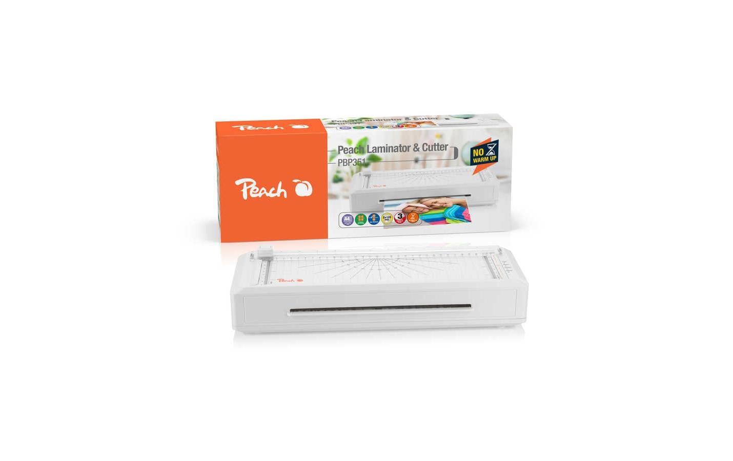 Peach bürogeräte Peach Plug&Play PBP351 Laminiergerät A4 – Kalt-/Heisslaminator, 4 Rollen, Weiss