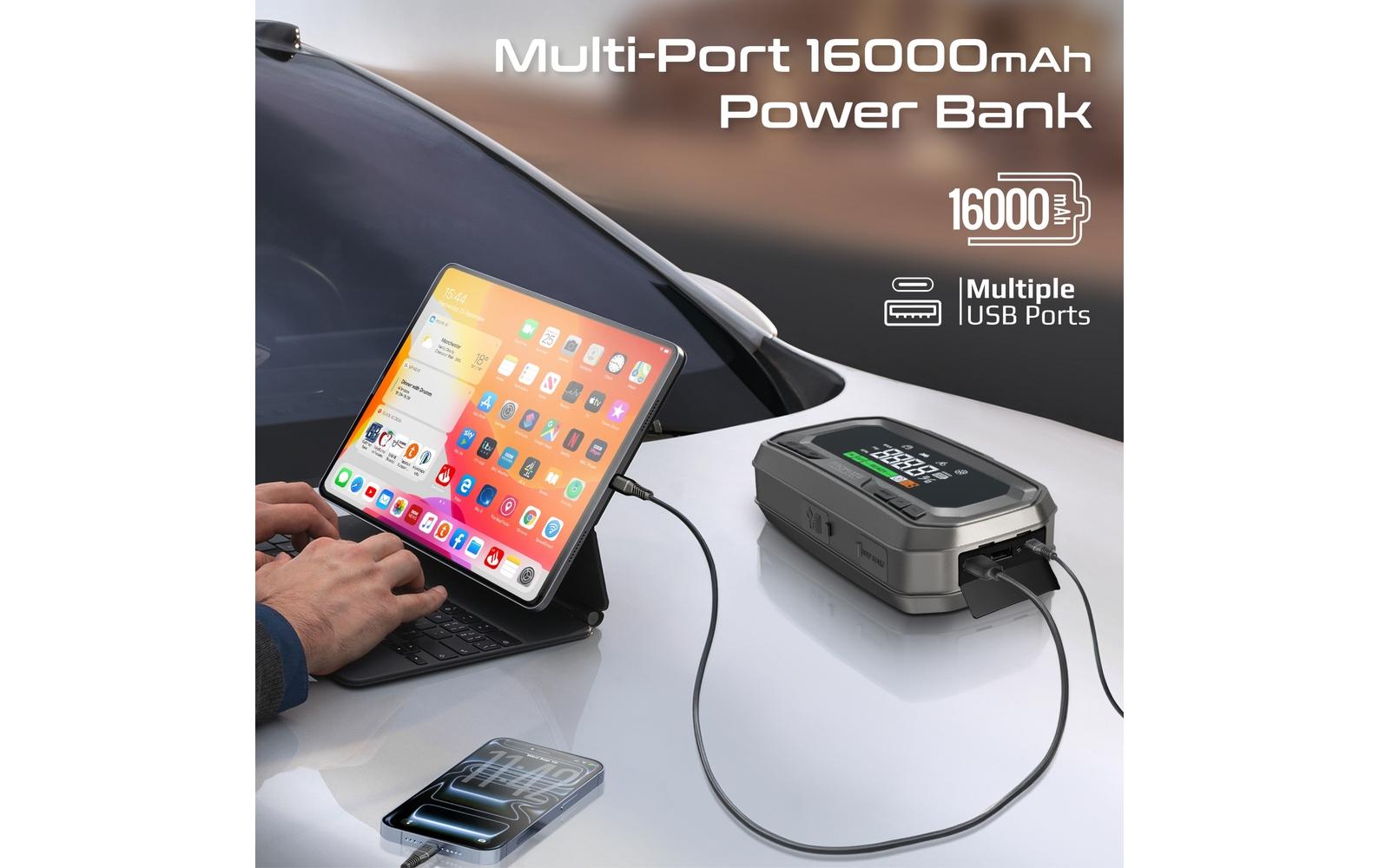 Promate PatrolPack-Ultra Powerbank 3'700 mAh – 65 W PD, 1× USB-C, 1× USB-A, schwarz