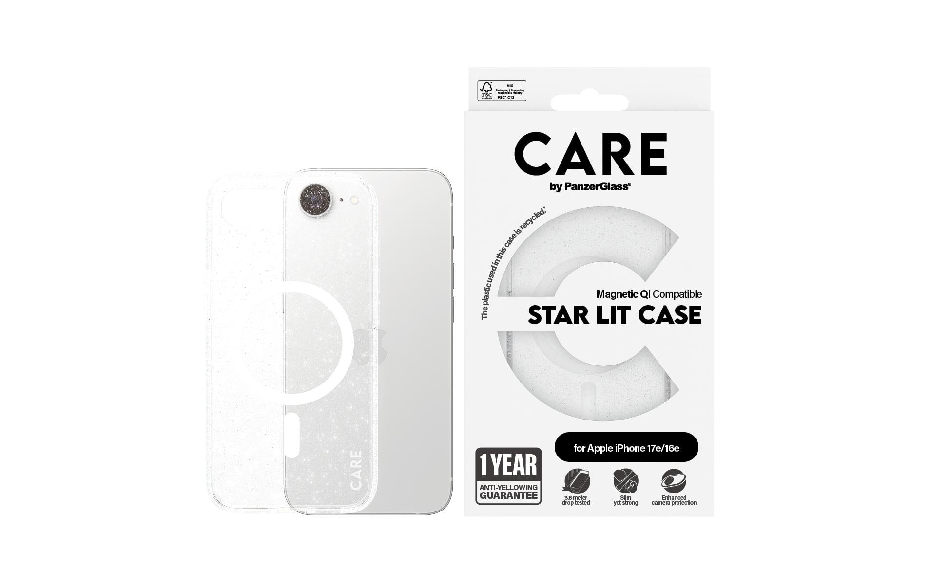 Care Flagship Star Lit – Backcover – für Apple iPhone 17e, Kunststoff, Transparent, bis 4,8 m Sturzschutz