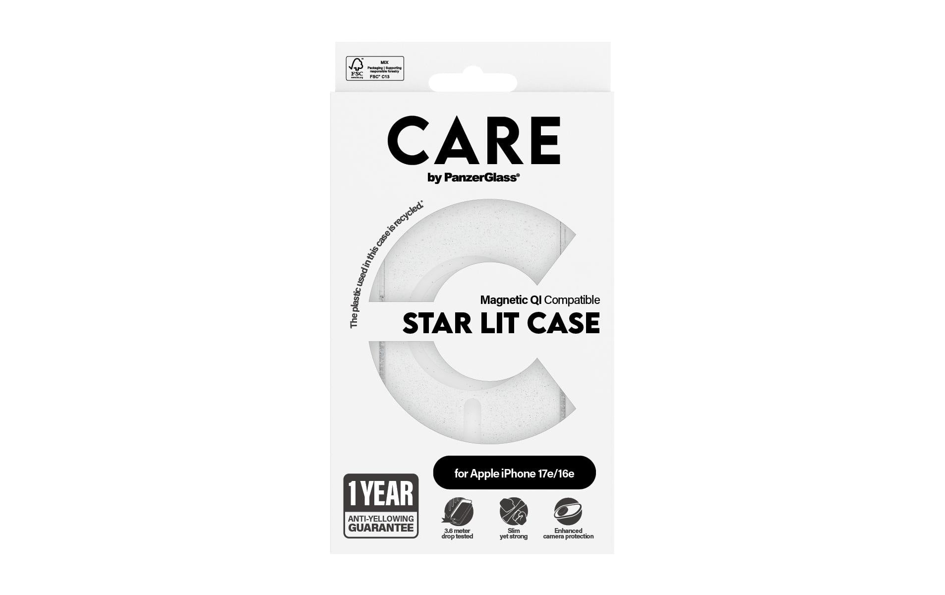 Care Flagship Star Lit – Backcover – für Apple iPhone 17e, Kunststoff, Transparent, bis 4,8 m Sturzschutz