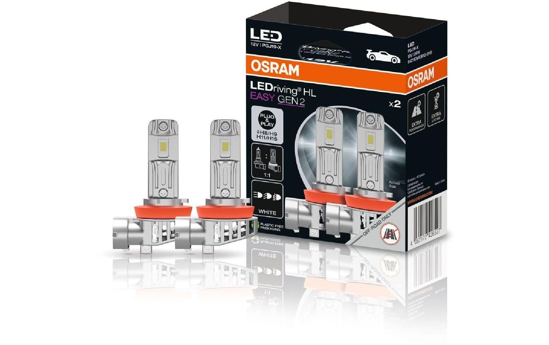 Osram Leuchtmittel H4 – 2000 lm, 26 W, Kaltweiss – 2 Stk.
