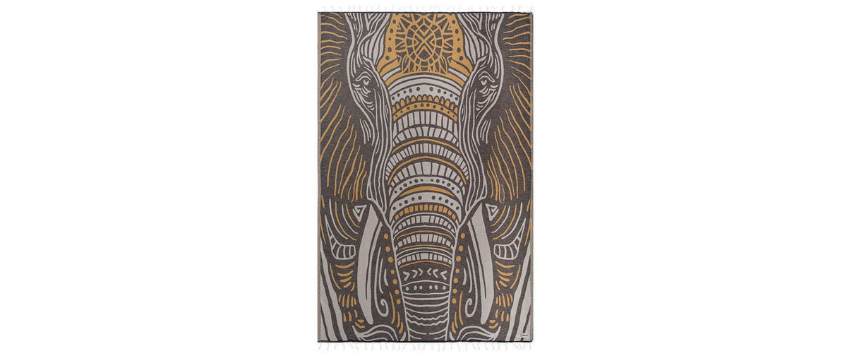 Haushaltsware SandCloud Strandtuch THUNDER THE ELEPHANT – 130 × 180 cm, Braun, Bio-Baumwolle