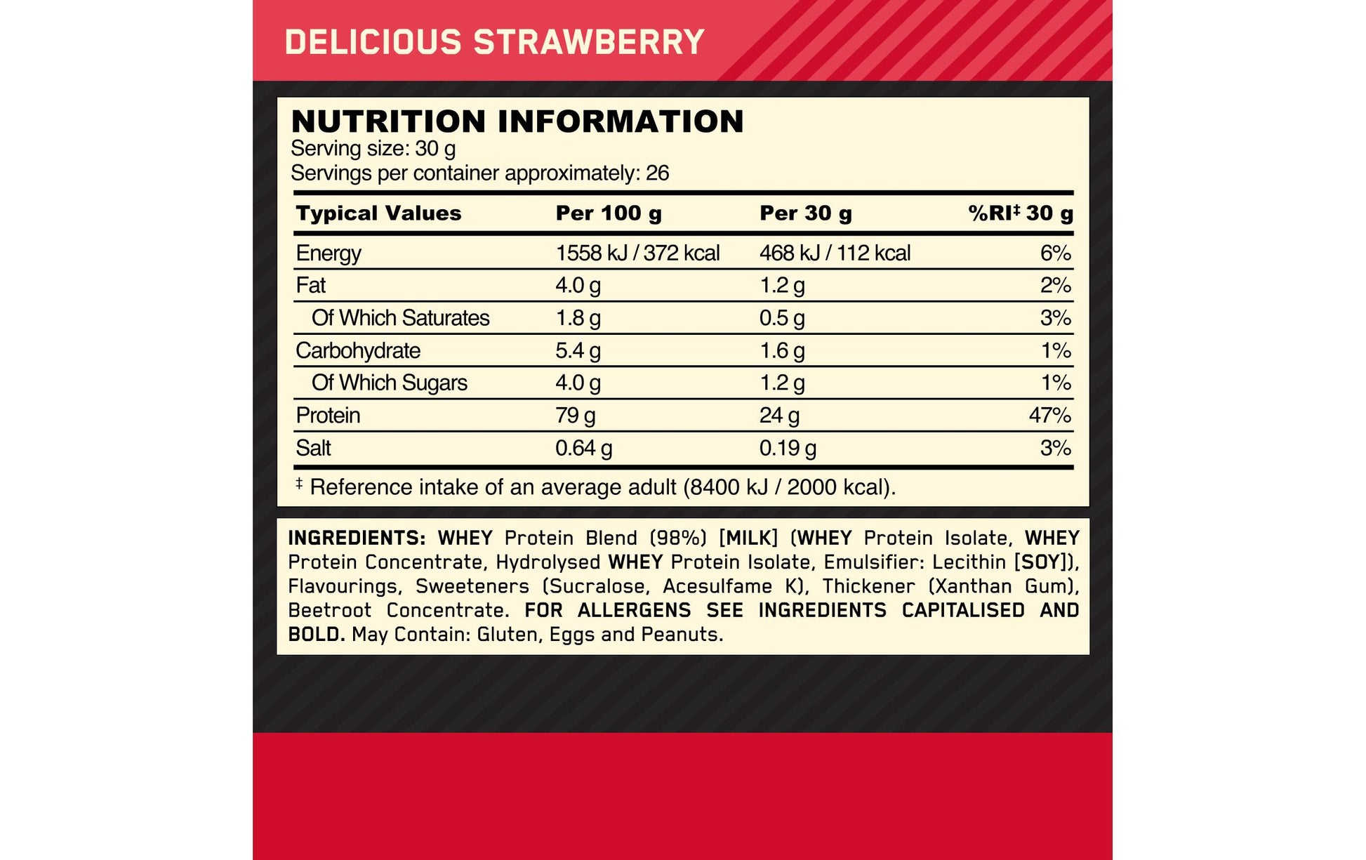 Optimum Nutrition Whey Protein Gold Standard Erdbeere – 2,3 kg
