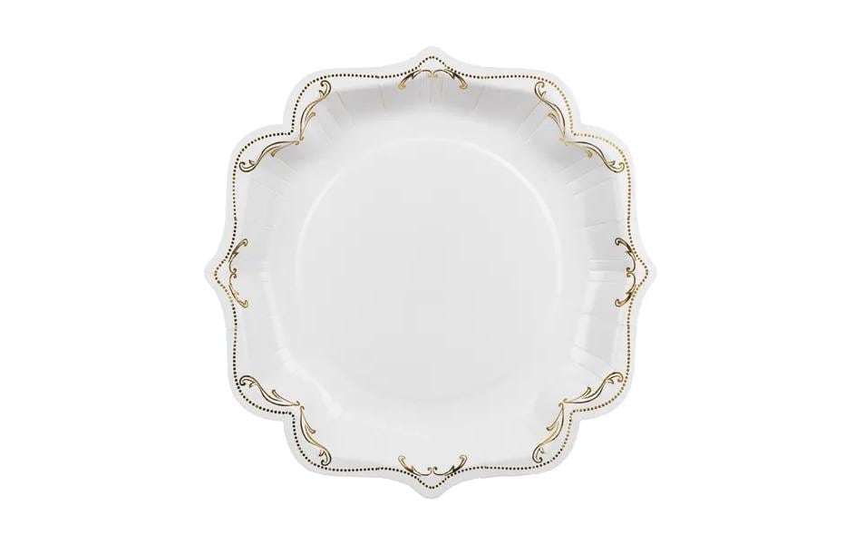 Partydeco Teller, Papier – Ø 26 cm, weiss/gold – 6 Stk.