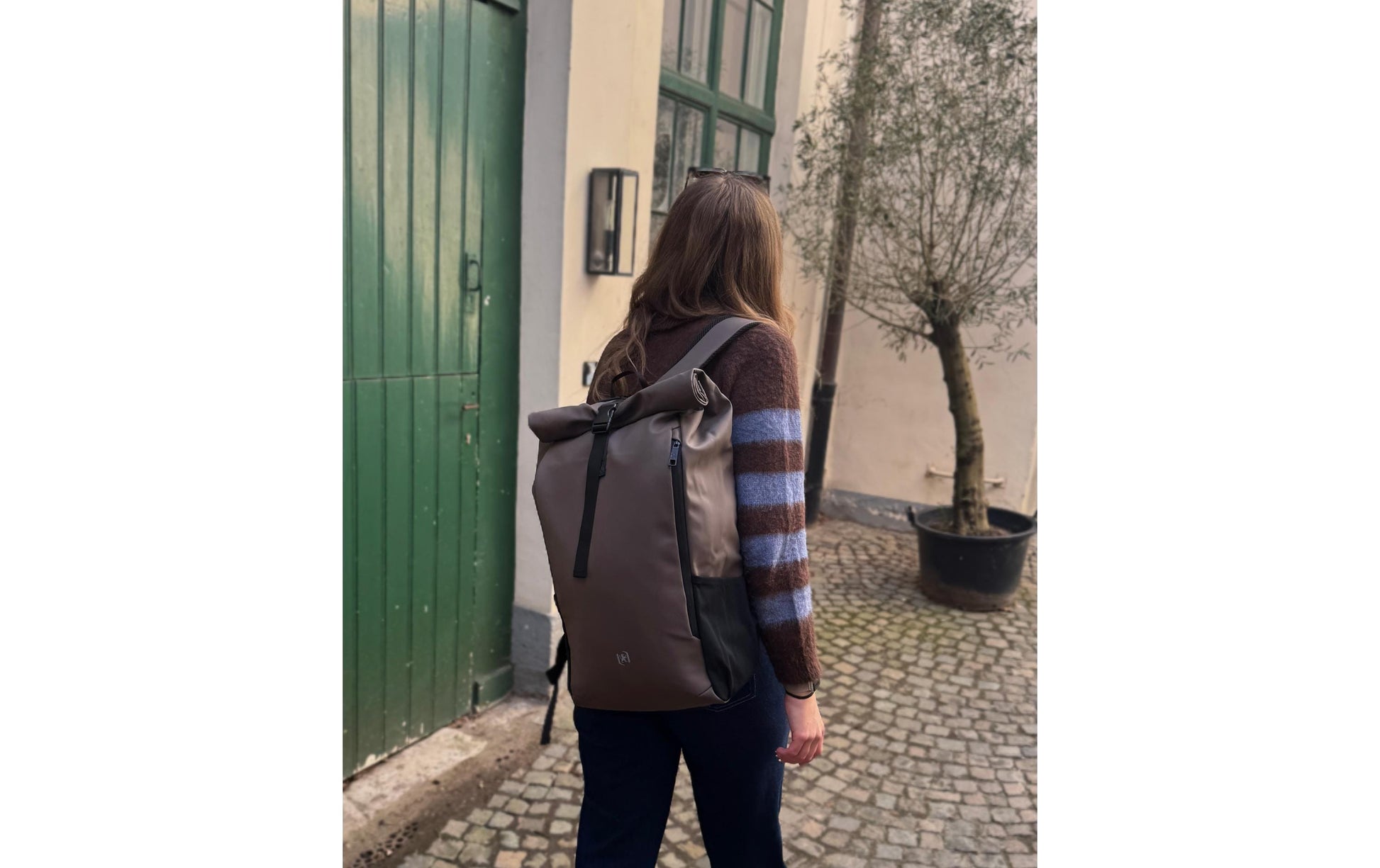 Elba Oxford City-Rucksack Identity Roll Top – 24 l – Braun, 320 × 480 × 100 mm