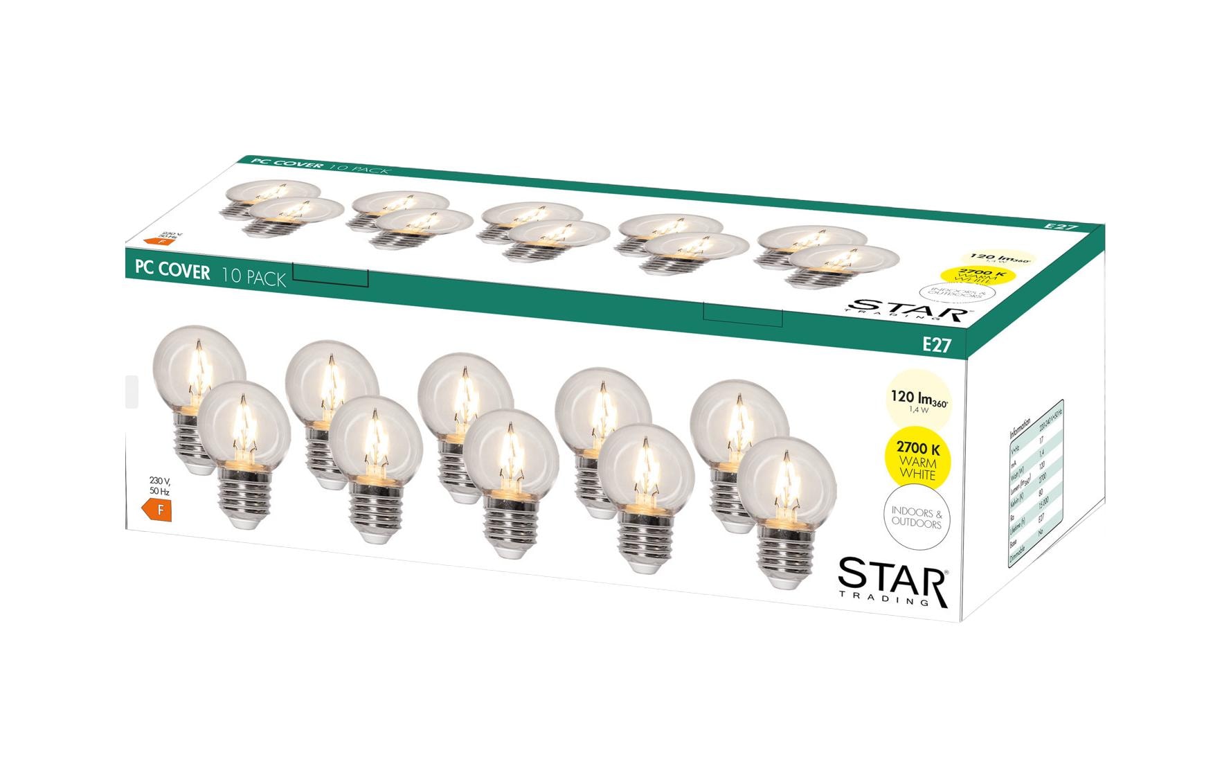 Star Trading Leuchtmittel E27 Globus – 120 lm, 1,4 W, Warmweiss 2700 K – IP20 – Transparent