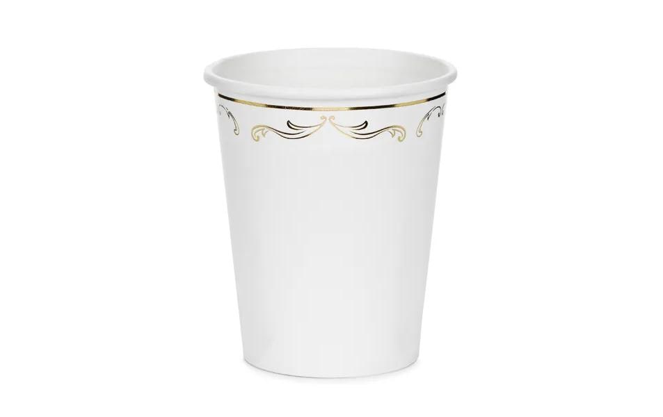 Partydeco Becher, Karton – 2,2 dl, weiss/gold – 6 Stk.