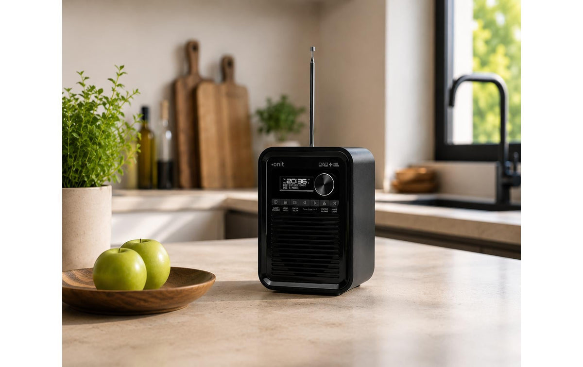 Onit Marcando – DAB+/UKW-Tischradio, Bluetooth, Weckfunktion – Schwarz