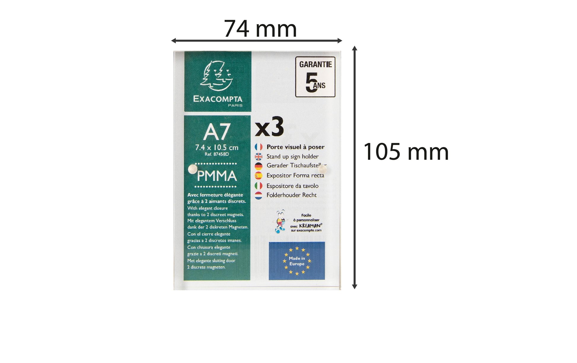 Exacompta Tischaufsteller – für A7 – magnetisch – transparent – Acryl
