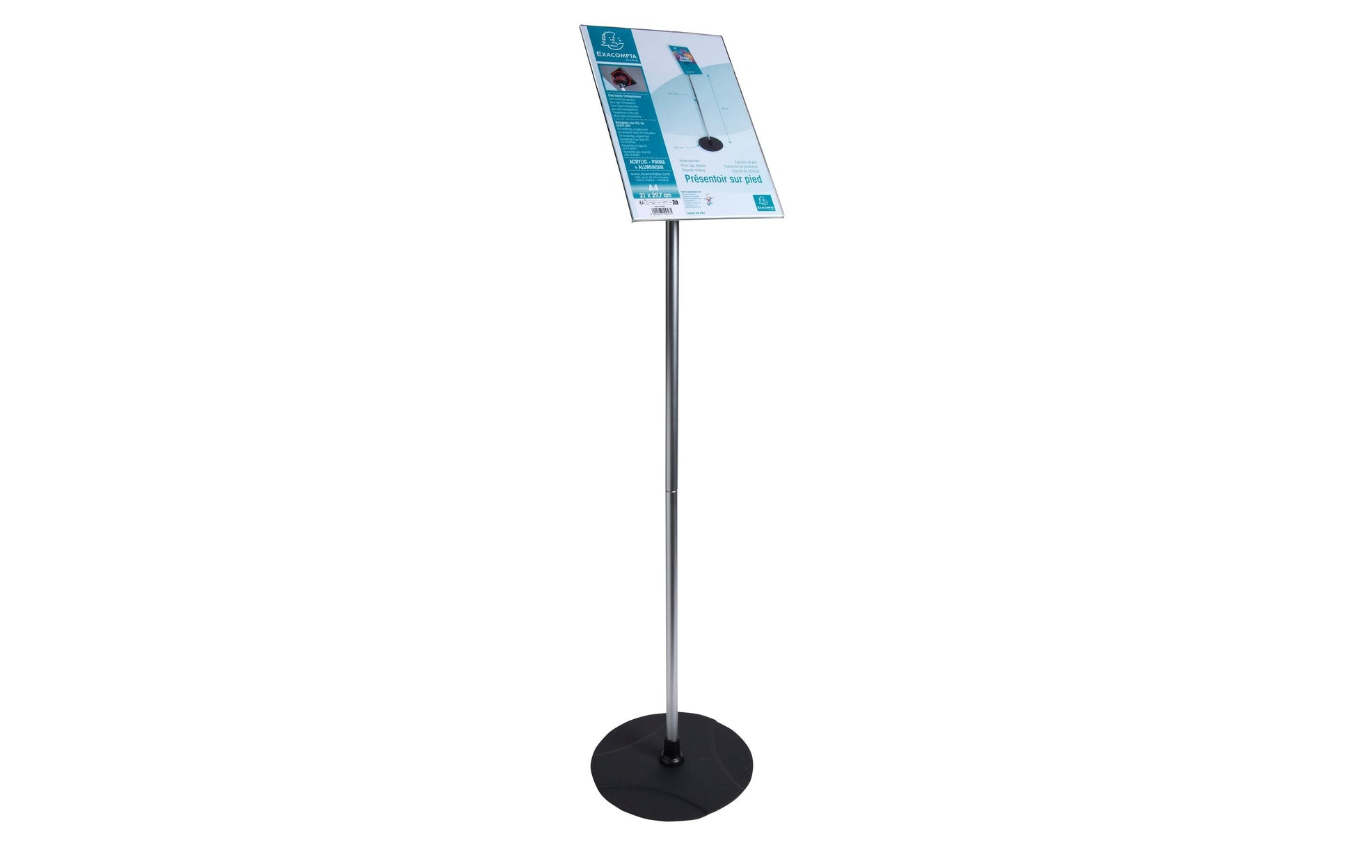 Exacompta Bodenständer – für A4 – Hochformat – Acryl/Aluminium – 270×1000×270 mm