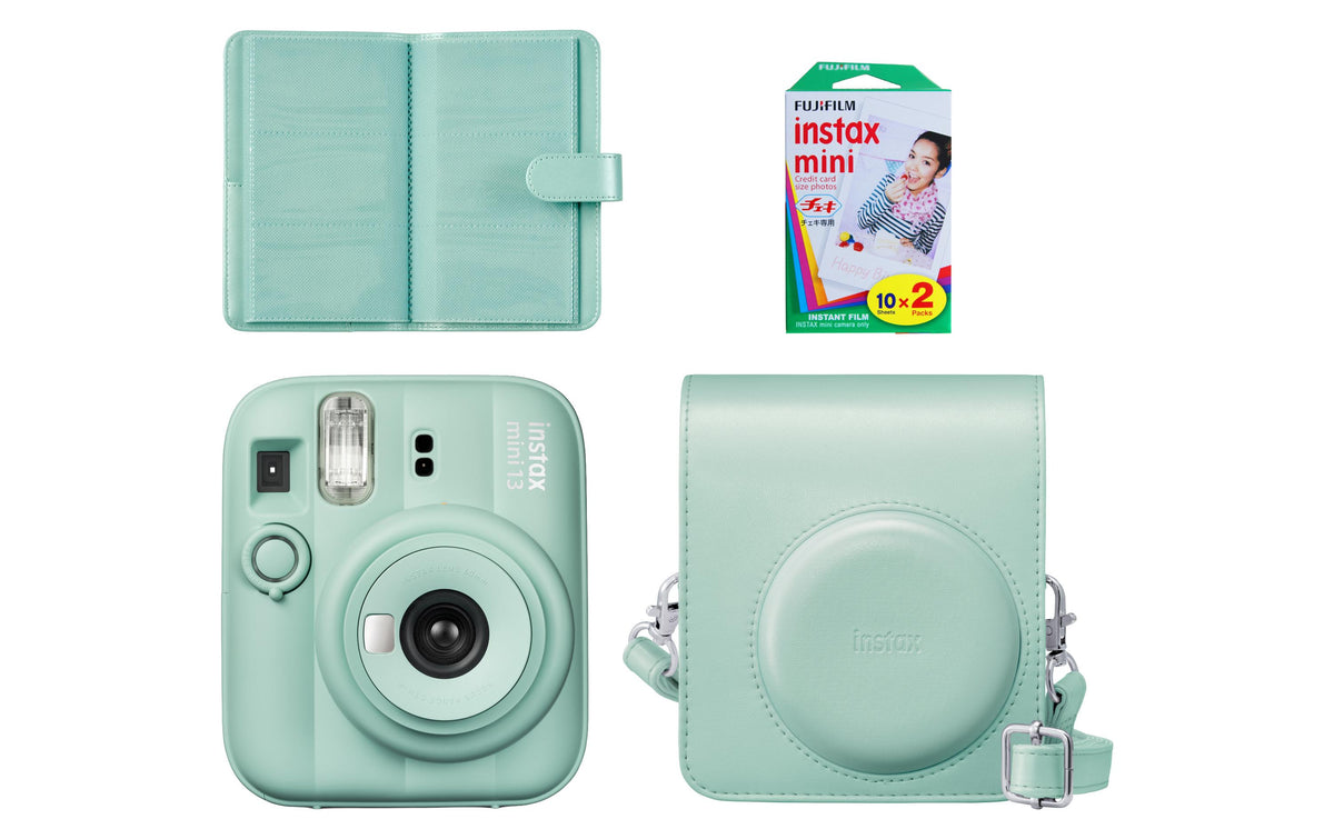 FUJIFILM Instax Mini 13 Grün – Sofortbildkamera, Instax Mini Film, 2× AA Batterie, Integrierter Blitz
