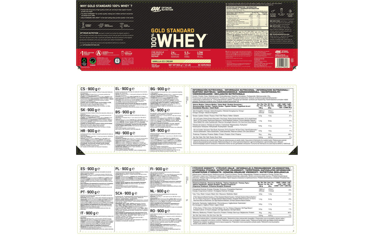 Optimum Nutrition Whey Protein 100% Whey Gold Standard Vanille – 450 g