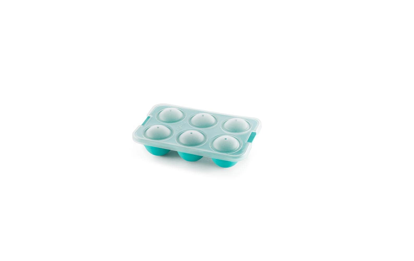 Lékué Eiswürfelform rund XL, 6er, Ø 5 × 5,5 cm, Platin-Silikon/Kunststoff, Türkis