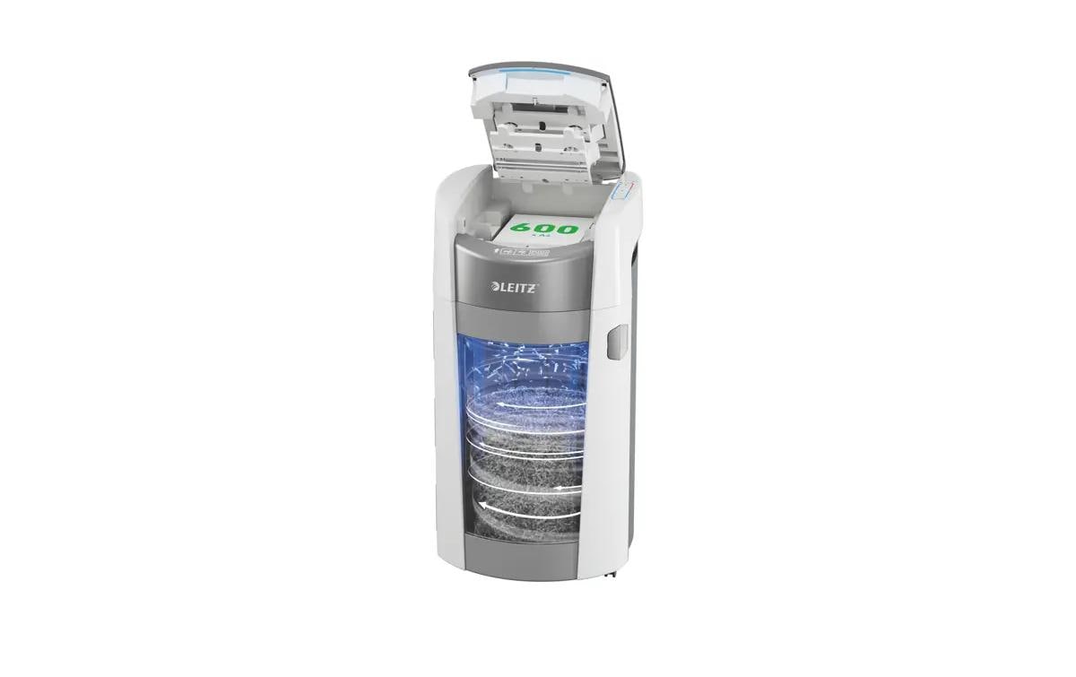 Leitz bürogeräte Leitz IQ OptiMax Autofeed 600X Aktenvernichter – Partikelschnitt, P-4, 4 × 10 mm, AutoFeed 600 Blatt, 50 l