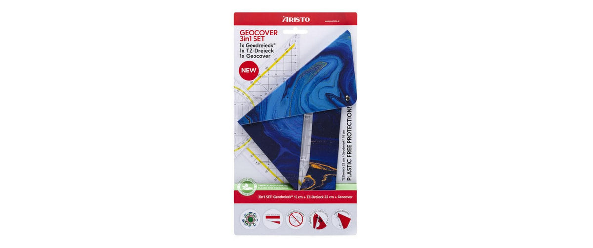 Aristo Geocover 3 in 1 Geodreieck, 16 cm – mit Griff – Kunststoff, Acrylglas, Deepblu
