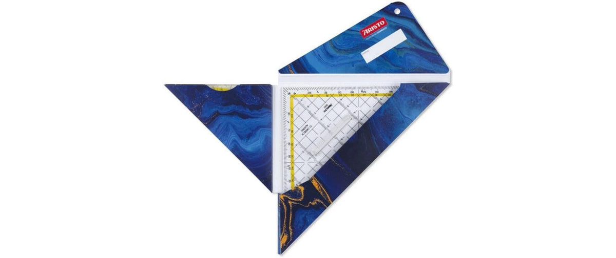 Aristo Geocover 3 in 1 Geodreieck, 16 cm – mit Griff – Kunststoff, Acrylglas, Deepblu