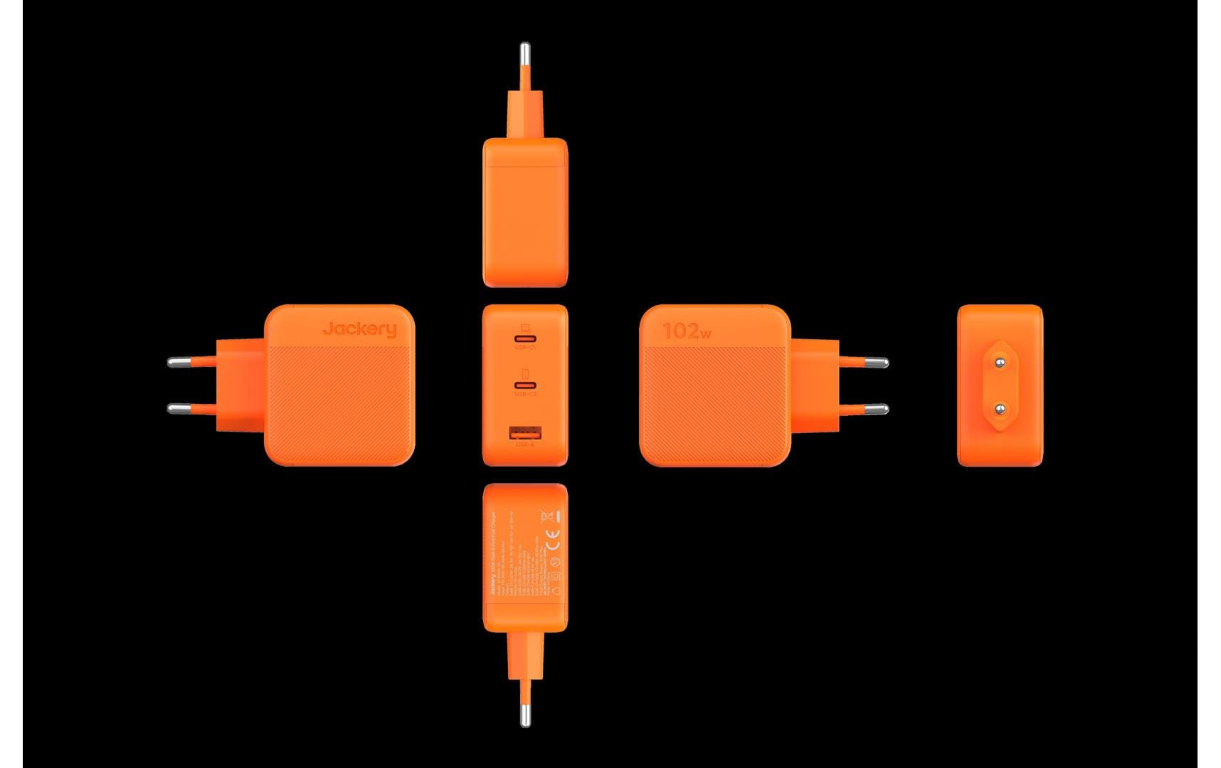 Jackery USB-Wandladegerät 102 W – GaN, USB-C×1 (100 W), 3 Ports – Schwarz