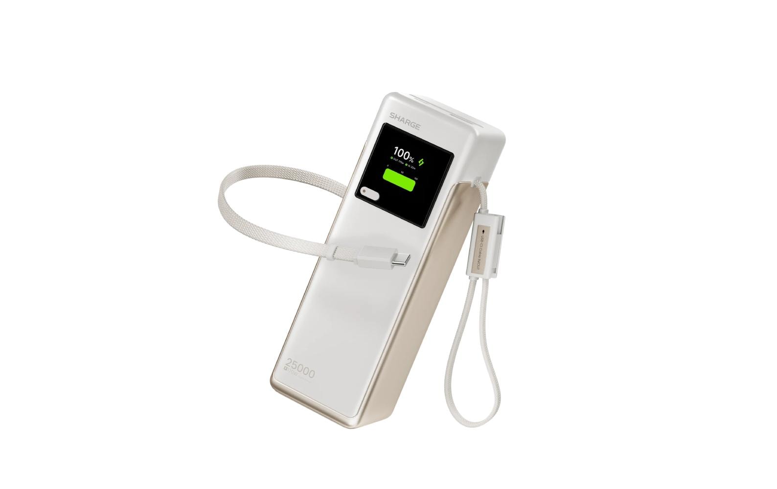 Sharge HyperTower 170 Powerbank 25'000 mAh – 170 W PD, 2× USB-C, 2× USB-A, weiss