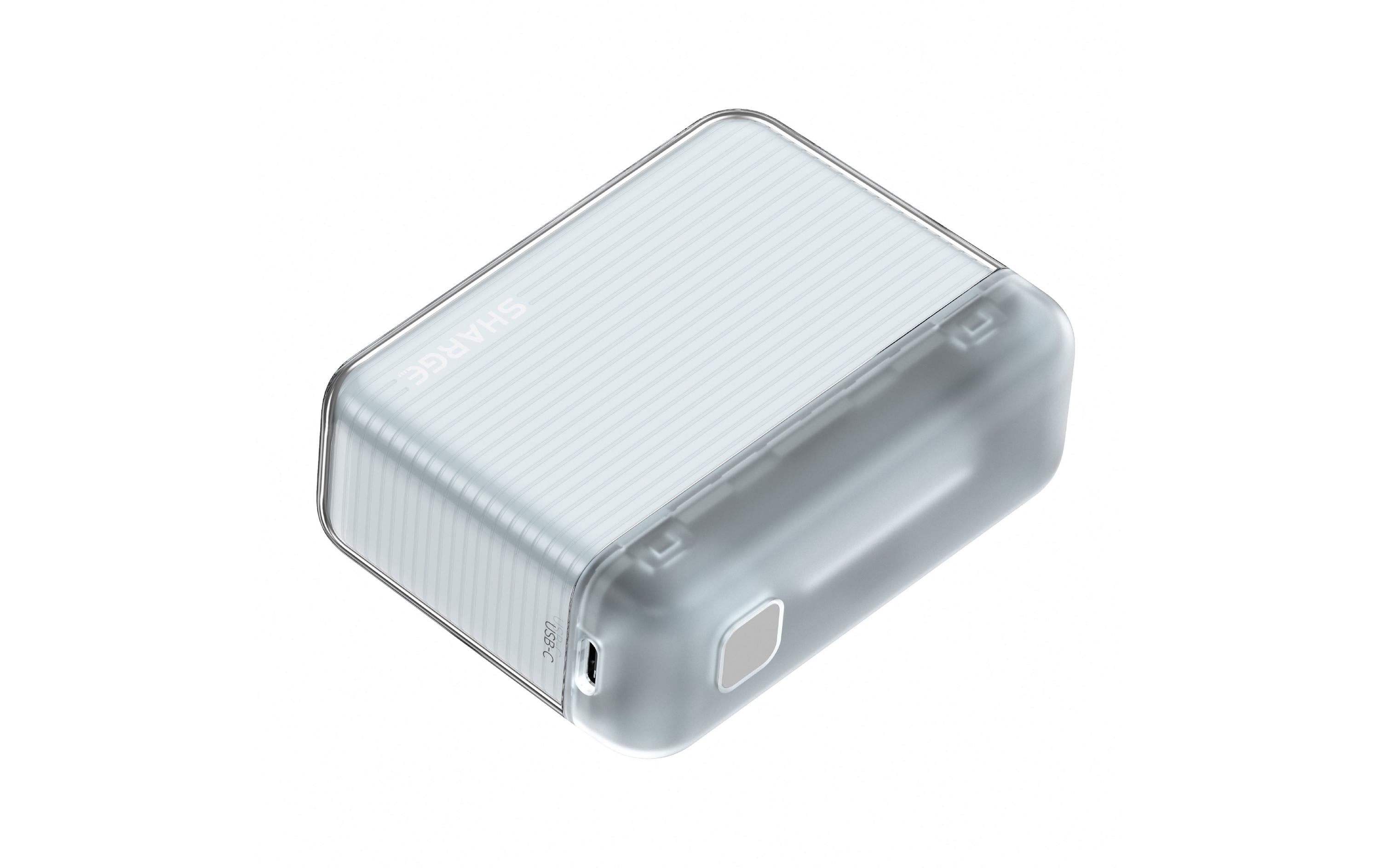 Sharge PUR Powerbank 10'000 mAh – 20 W PD, 1× USB-C, 1× USB-A, weiss