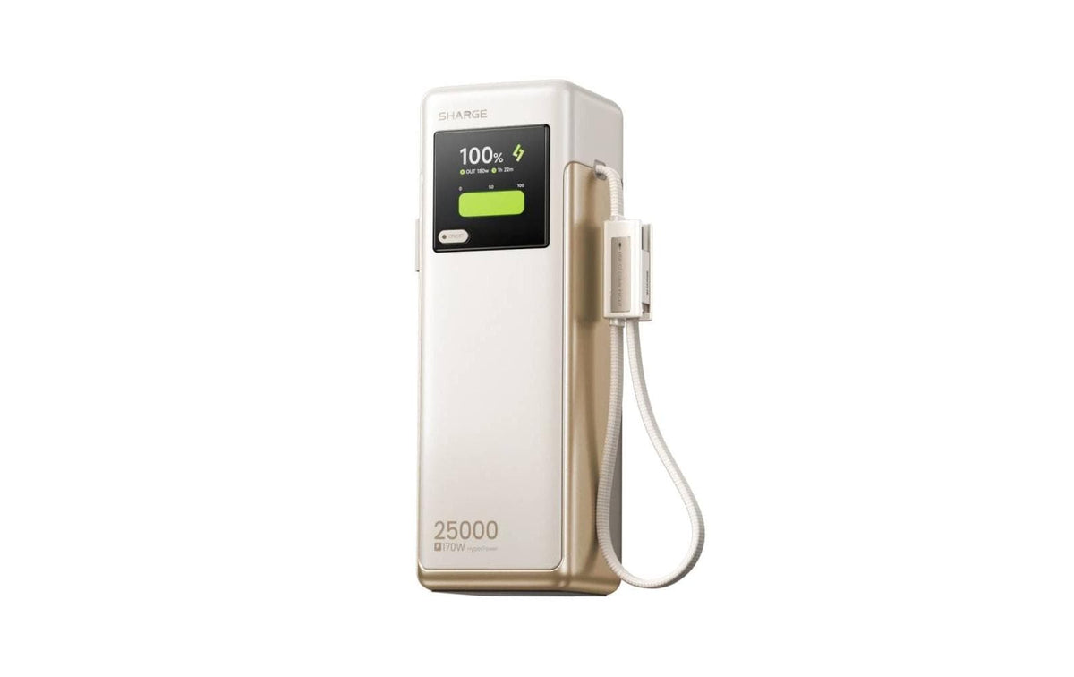 Sharge HyperTower 170 Powerbank 25'000 mAh – 170 W PD, 2× USB-C, 2× USB-A, weiss