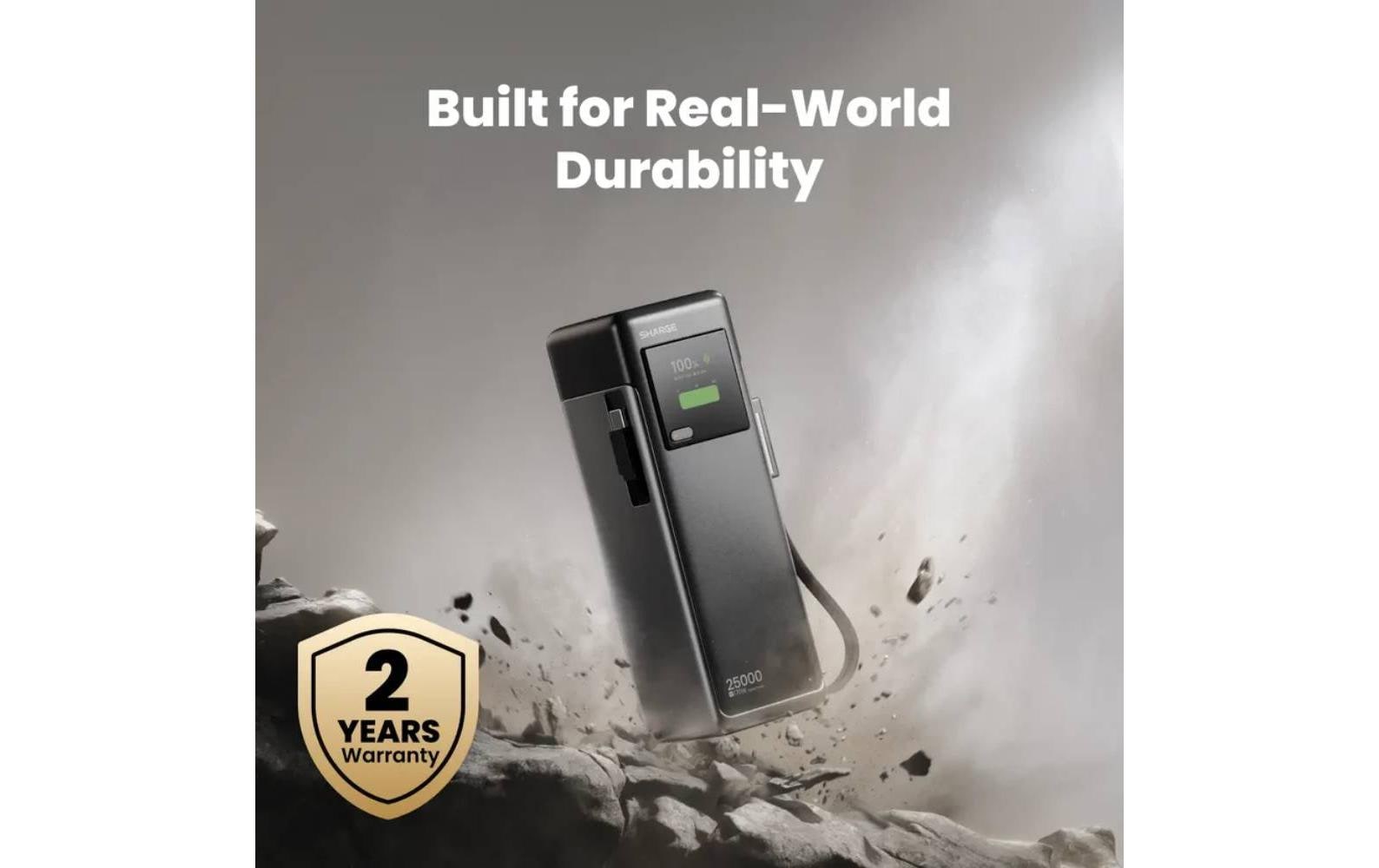 Sharge HyperTower 170 Powerbank 25'000 mAh – 170 W PD, 2× USB-C, grau