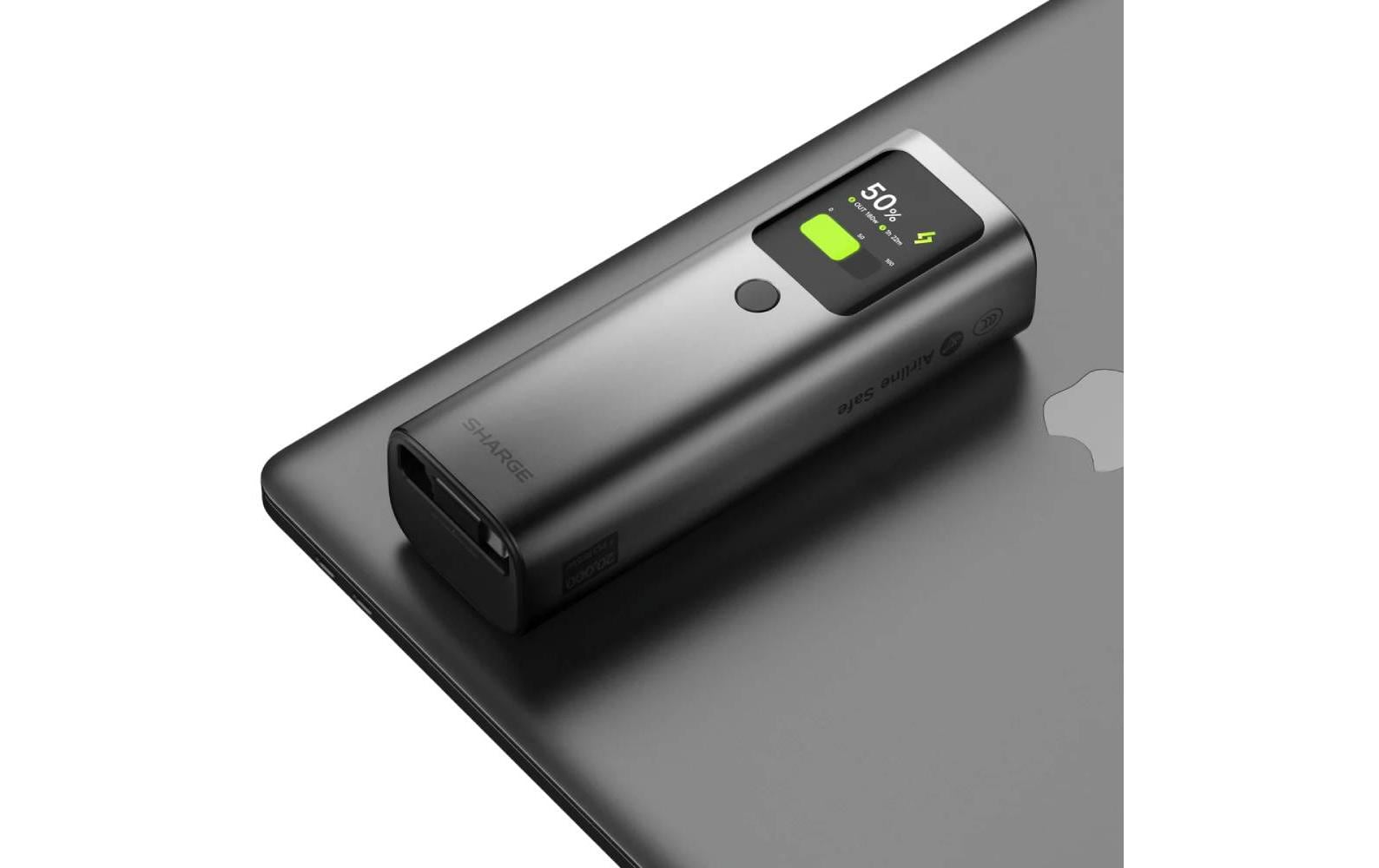 Sharge Retractable 165 Powerbank 20'000 mAh – 165 W PD, 3× USB-C, schwarz