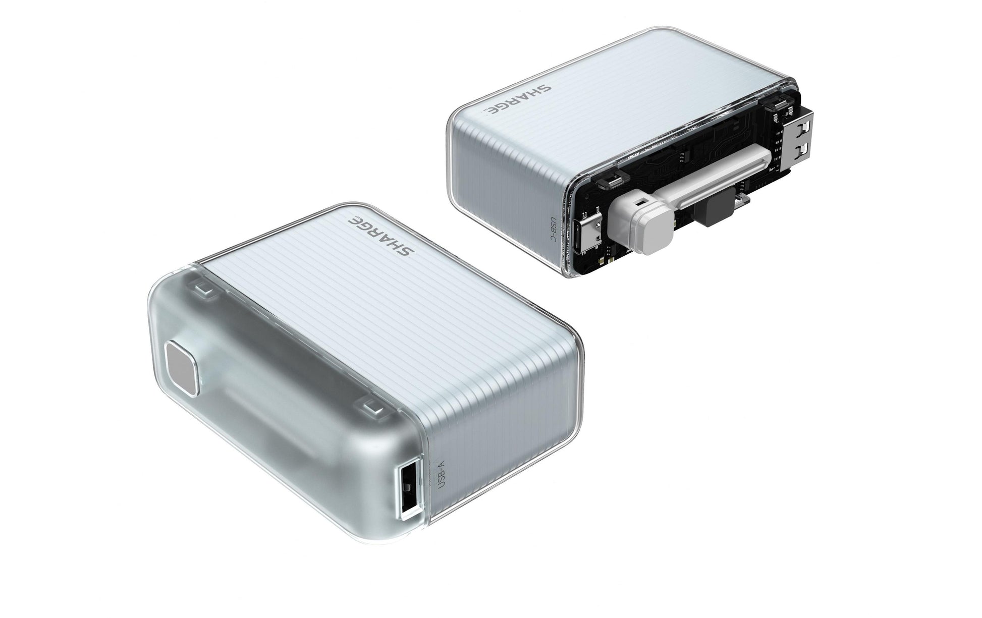 Sharge PUR Powerbank 10'000 mAh – 20 W PD, 1× USB-C, 1× USB-A, weiss