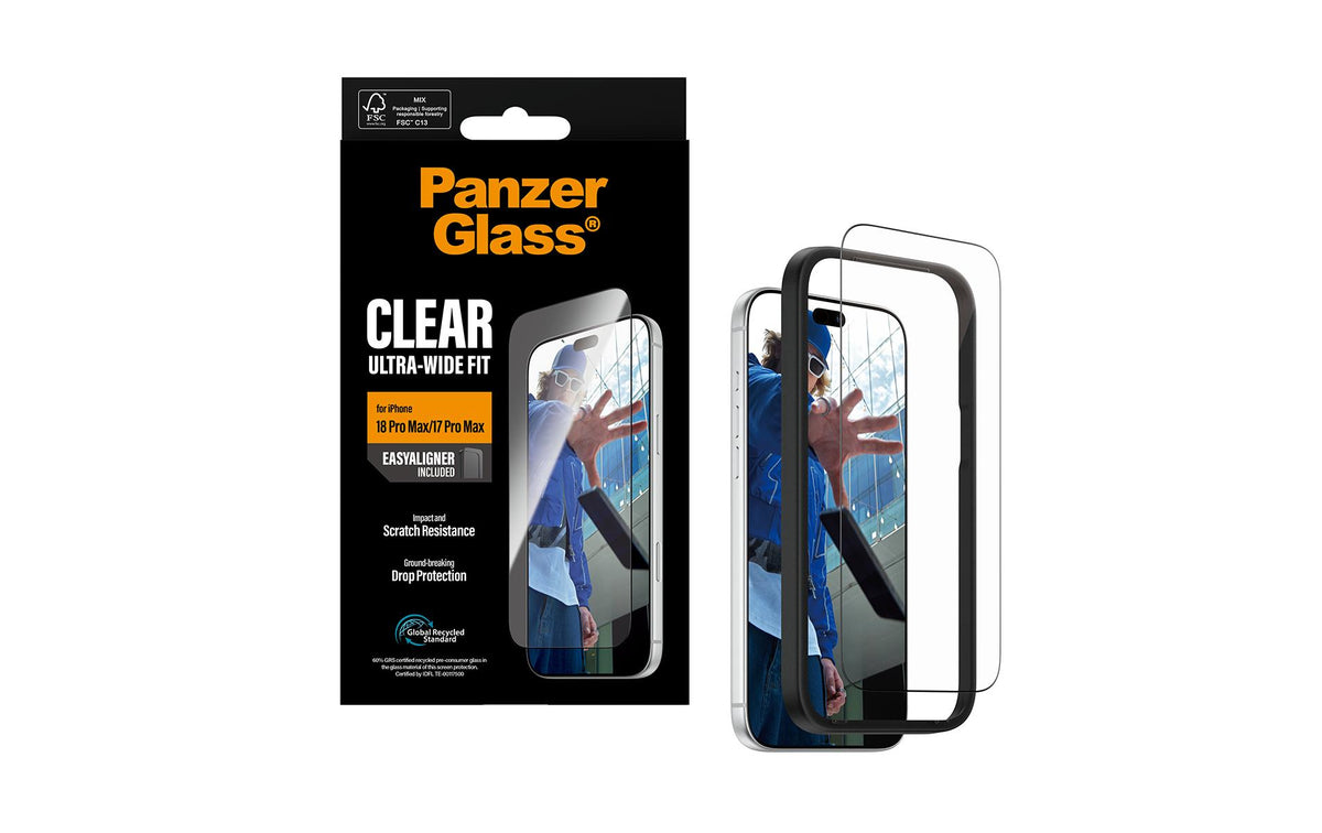 PanzerGlass Displayschutz (Folie), Ultra-Wide Fit – für iPhone 18 Pro Max/17 Pro Max – mit Applikator