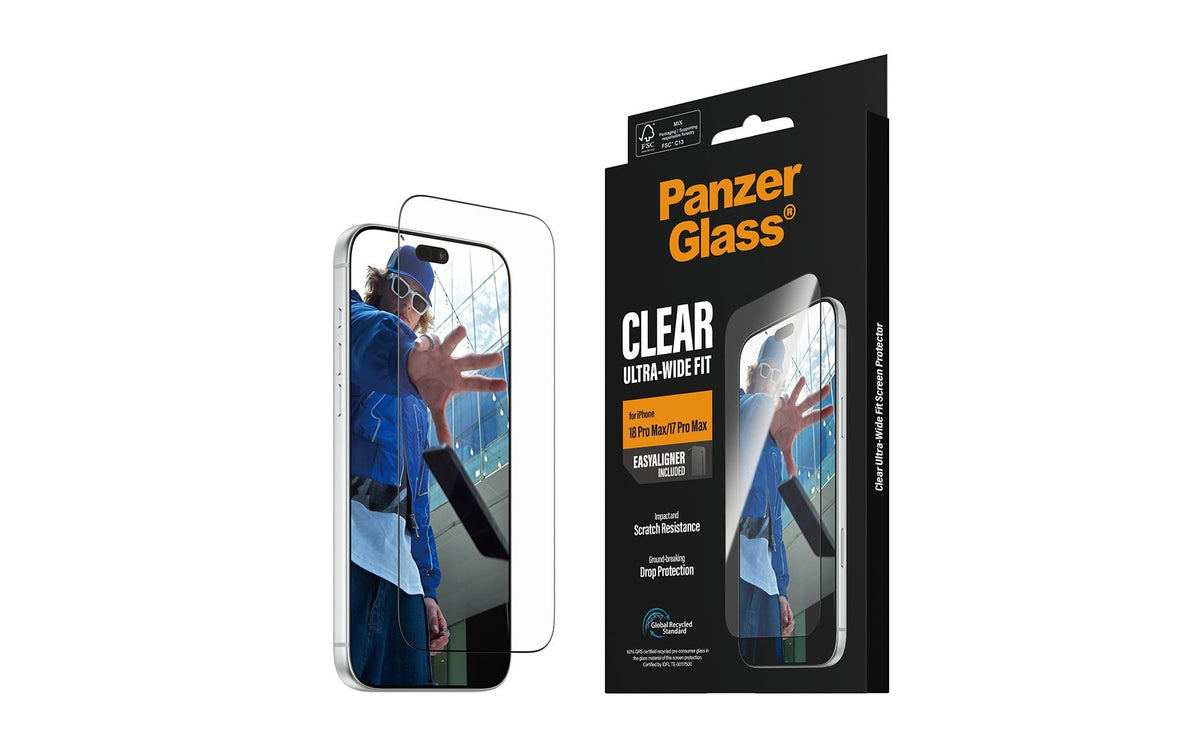 PanzerGlass Displayschutz (Folie), Ultra-Wide Fit – für iPhone 18 Pro Max/17 Pro Max – mit Applikator