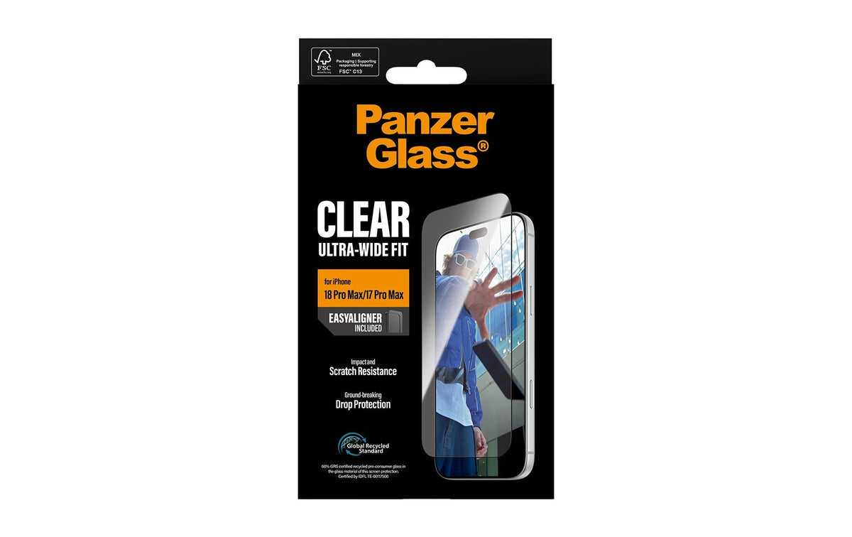 PanzerGlass Displayschutz (Folie), Ultra-Wide Fit – für iPhone 18 Pro Max/17 Pro Max – mit Applikator