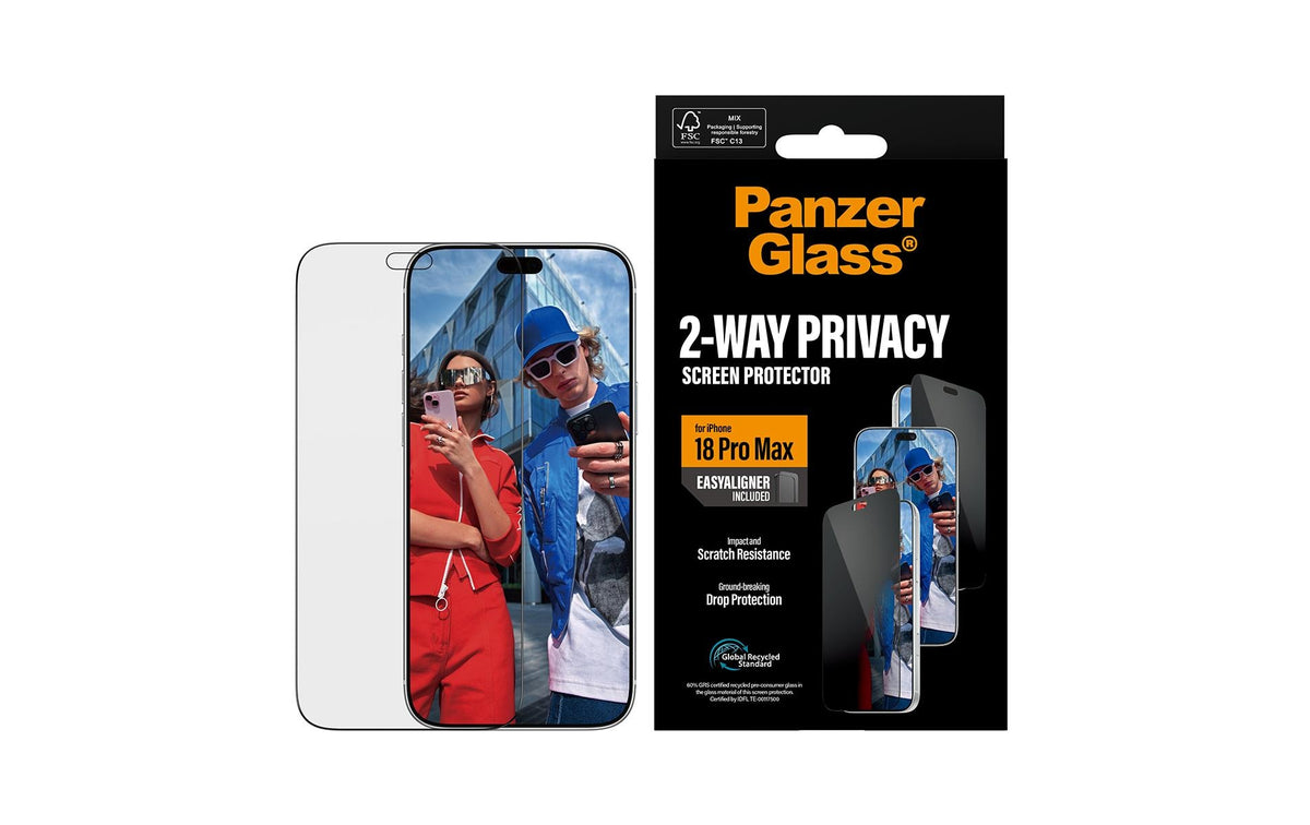 PanzerGlass Privacy-Filter (Folie), Ultra-Wide Fit – für iPhone 18 Pro Max – mit Applikator